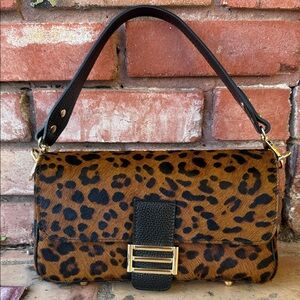 NWOT Divina Firenze Leopard Print Baguette Crossbody Bag